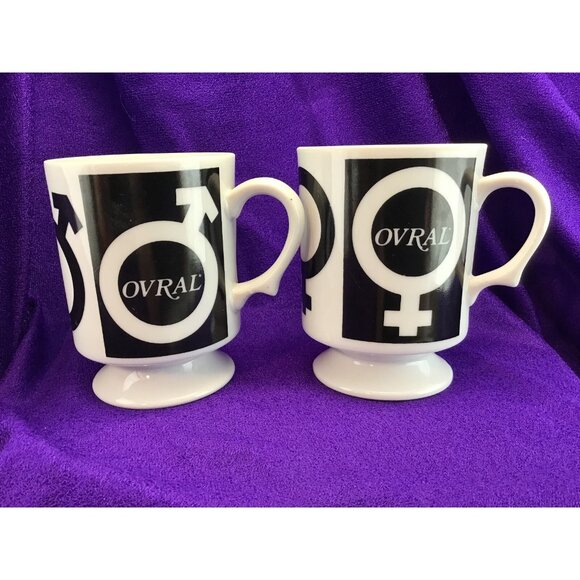 2 Ovral Birth Control Advertising Mugs Cups Pharmaceutical Advertising The Pill - Picture 2 of 12